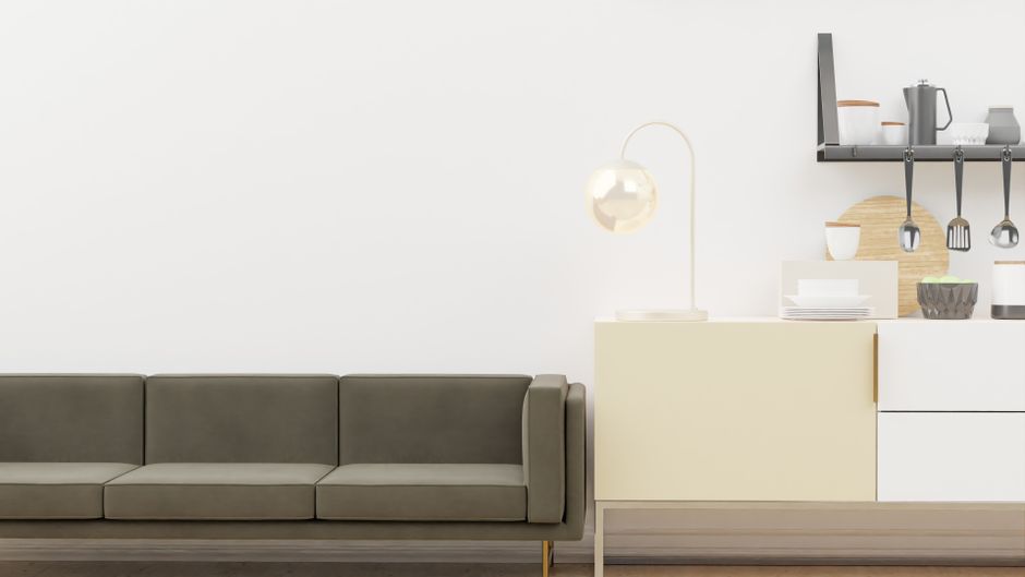 Sleek and minimalistic living room interior with modern furniture and decor, ideal for contemporary homes.